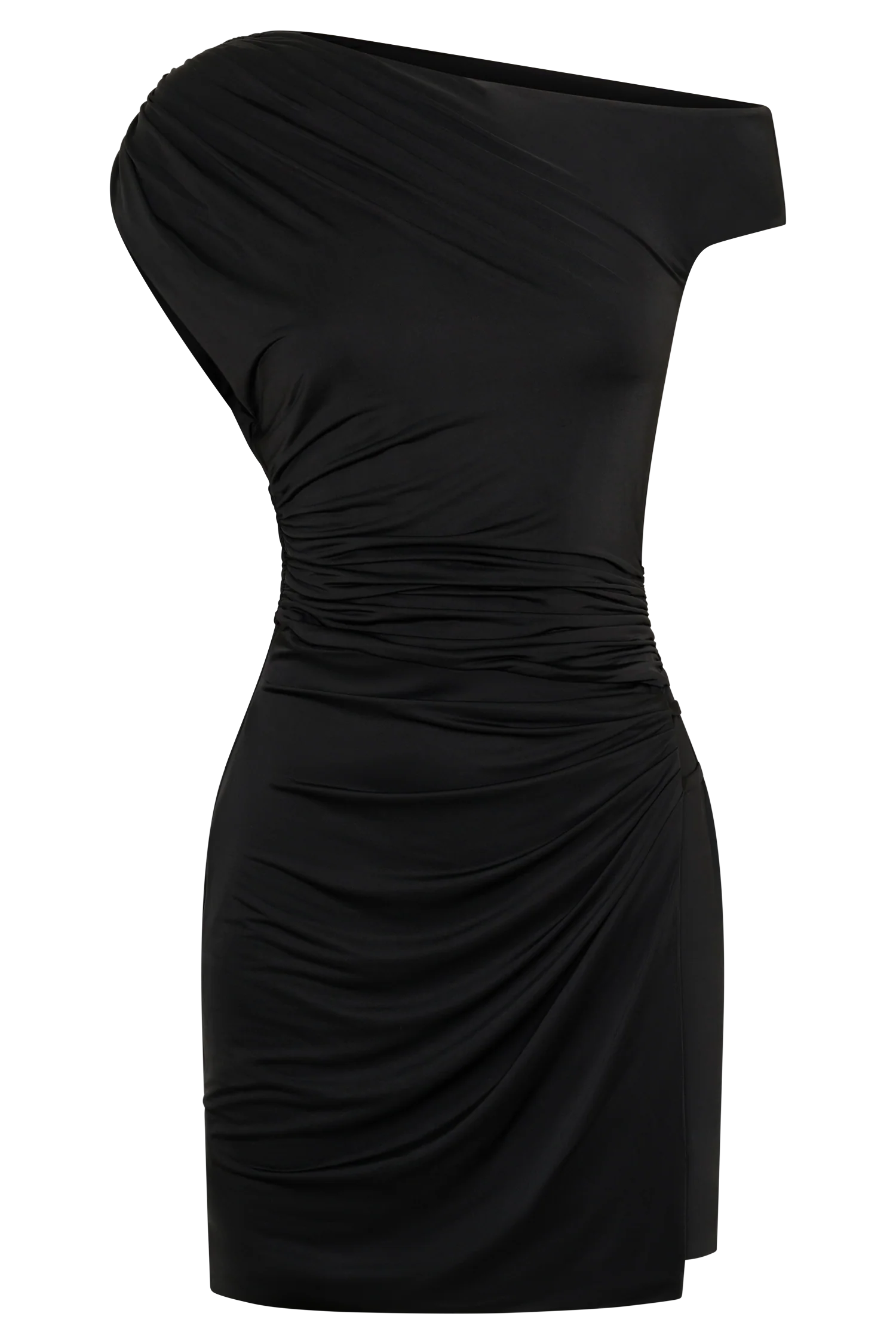 Alyn Off Shoulder Draped Mini Dress - Black