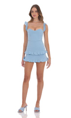 Ruffle Bodycon Dress in Light Blue