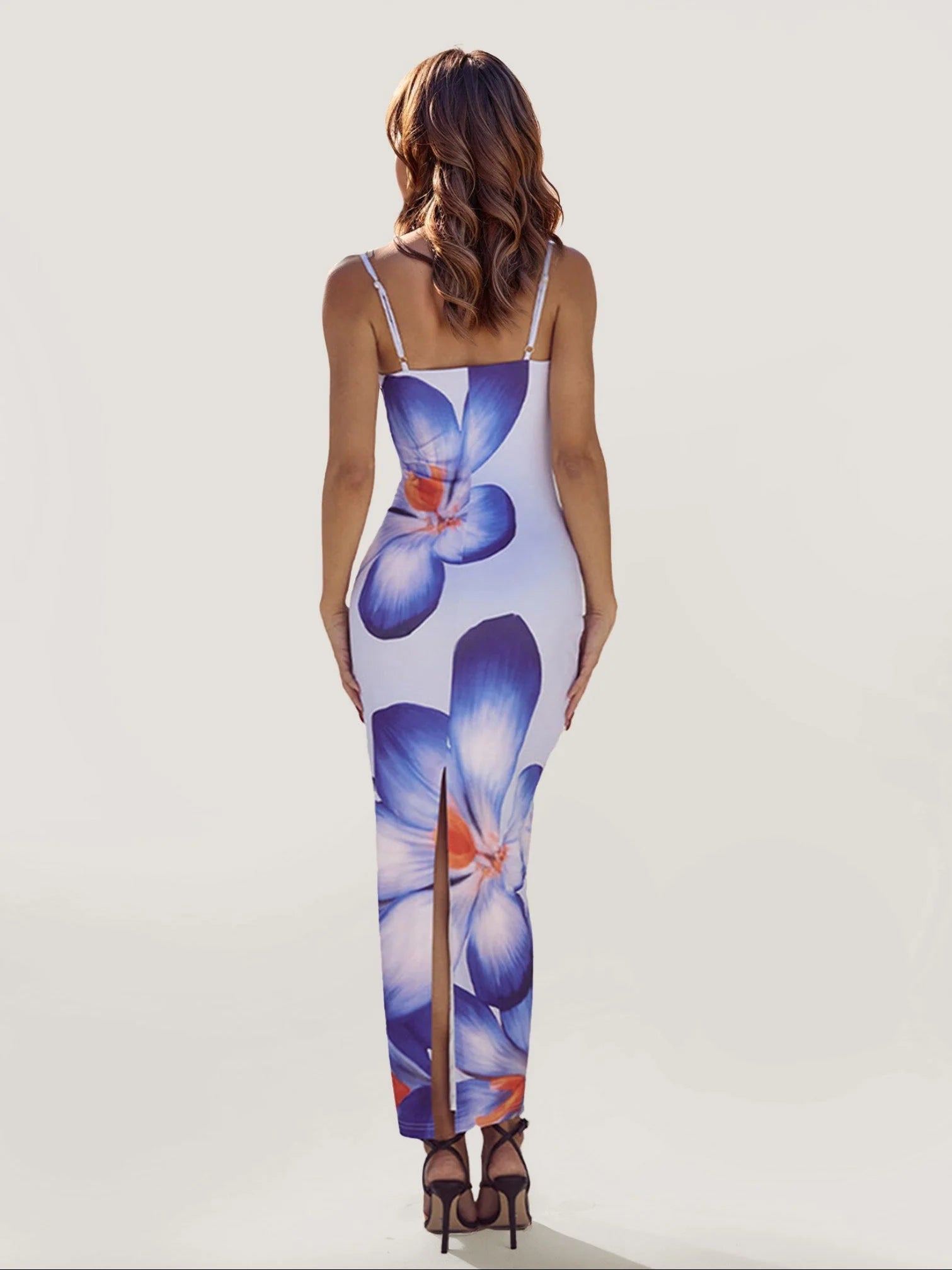 Floral Print Maxi Dress with V-Neckline