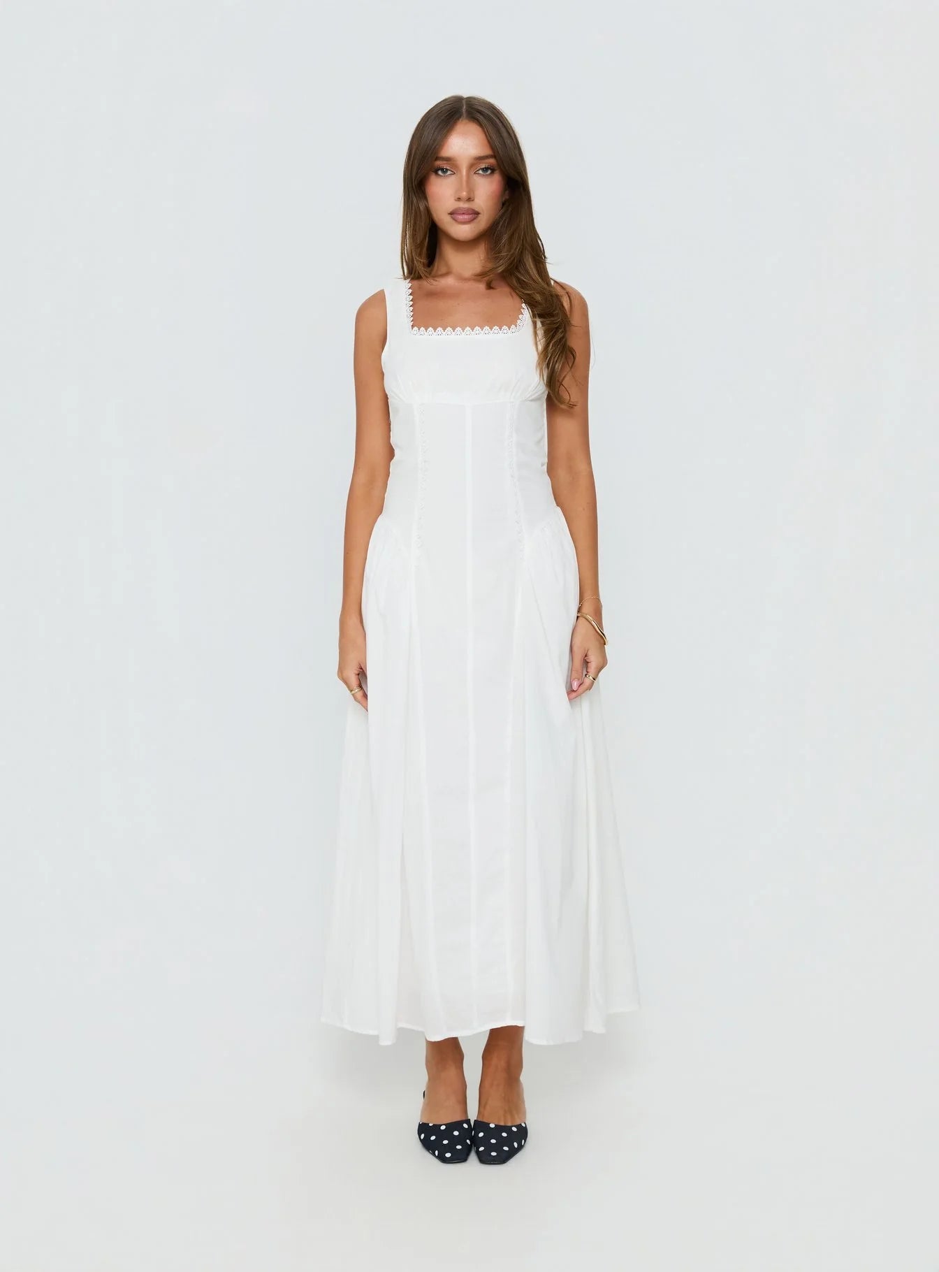 Mariette Panelled Midi Dress White