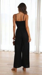 Black Front Bowtie Jumpsuit