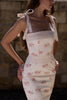 ivory vintage rose print cotton + lace maxi dress