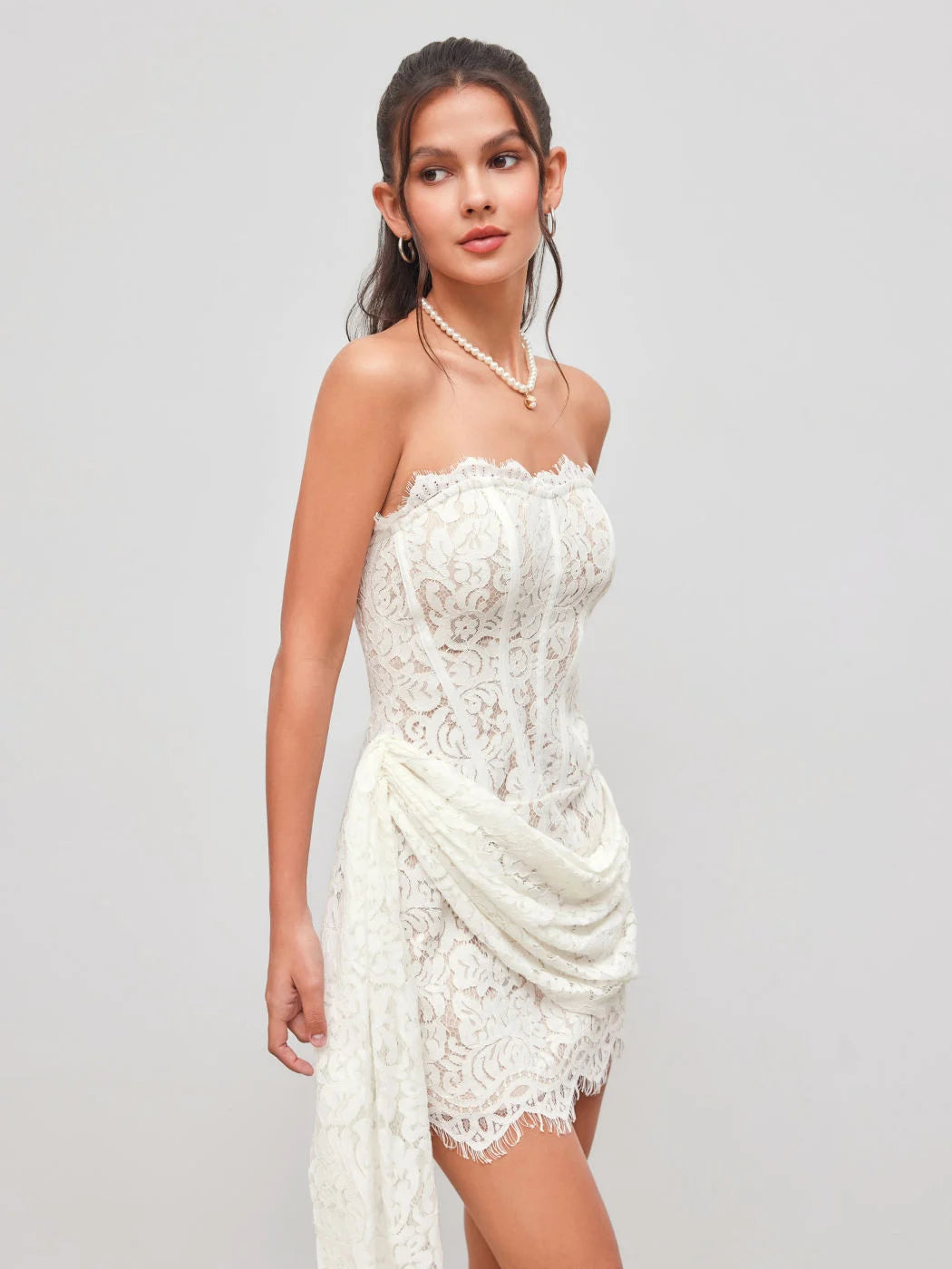Lace Tube Tie Back Mini Dress