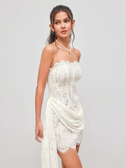 Lace Tube Tie Back Mini Dress
