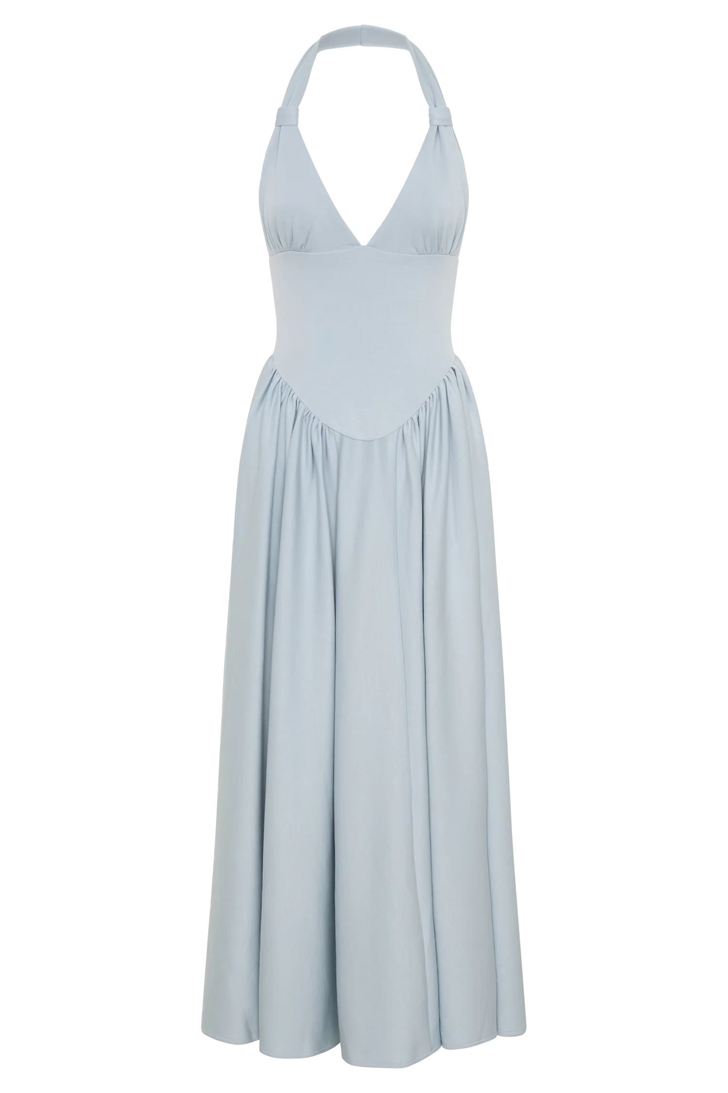 Angelina Scuba Halter Midi Dress - Pale Blue