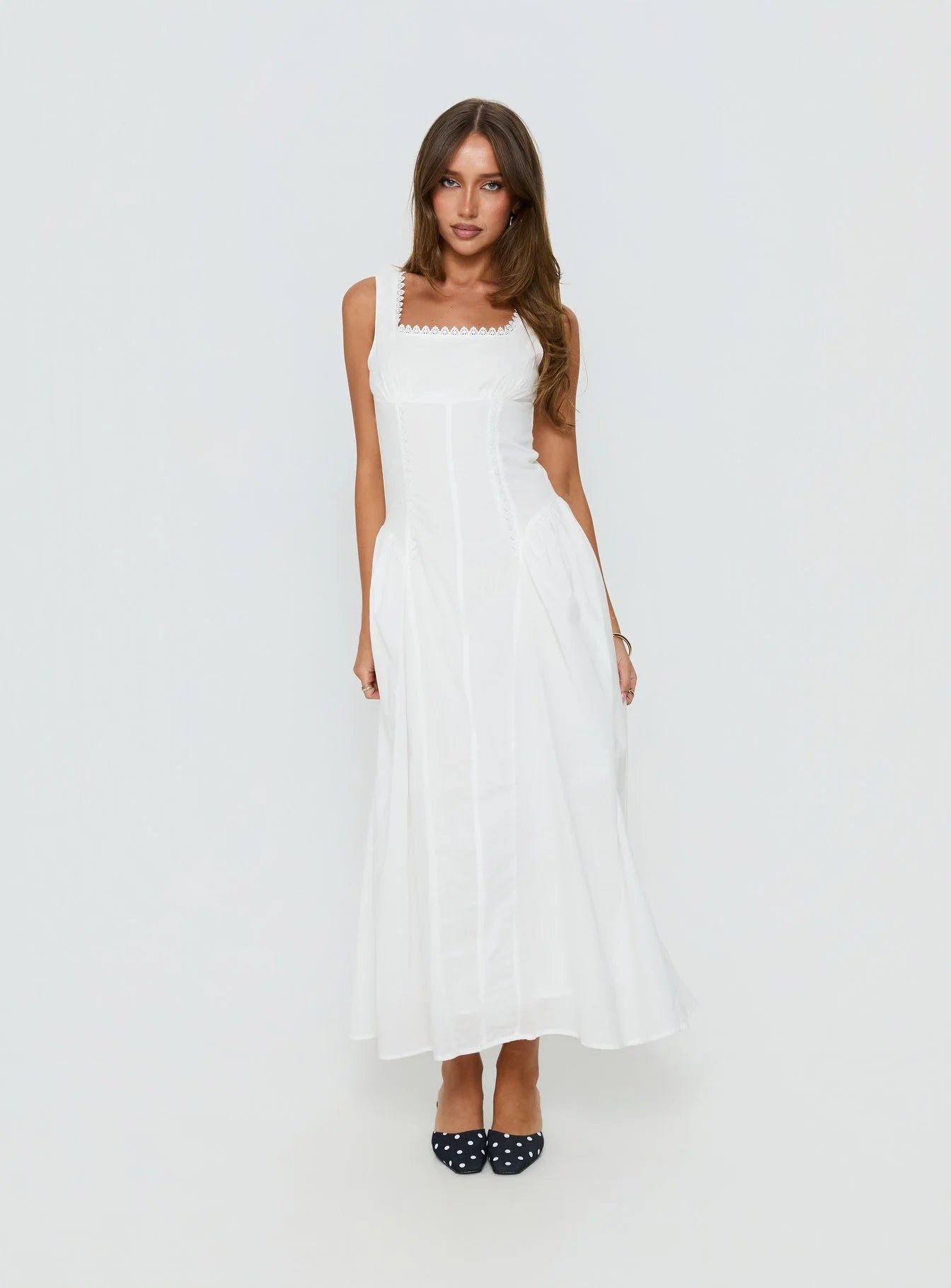 Mariette Panelled Midi Dress White