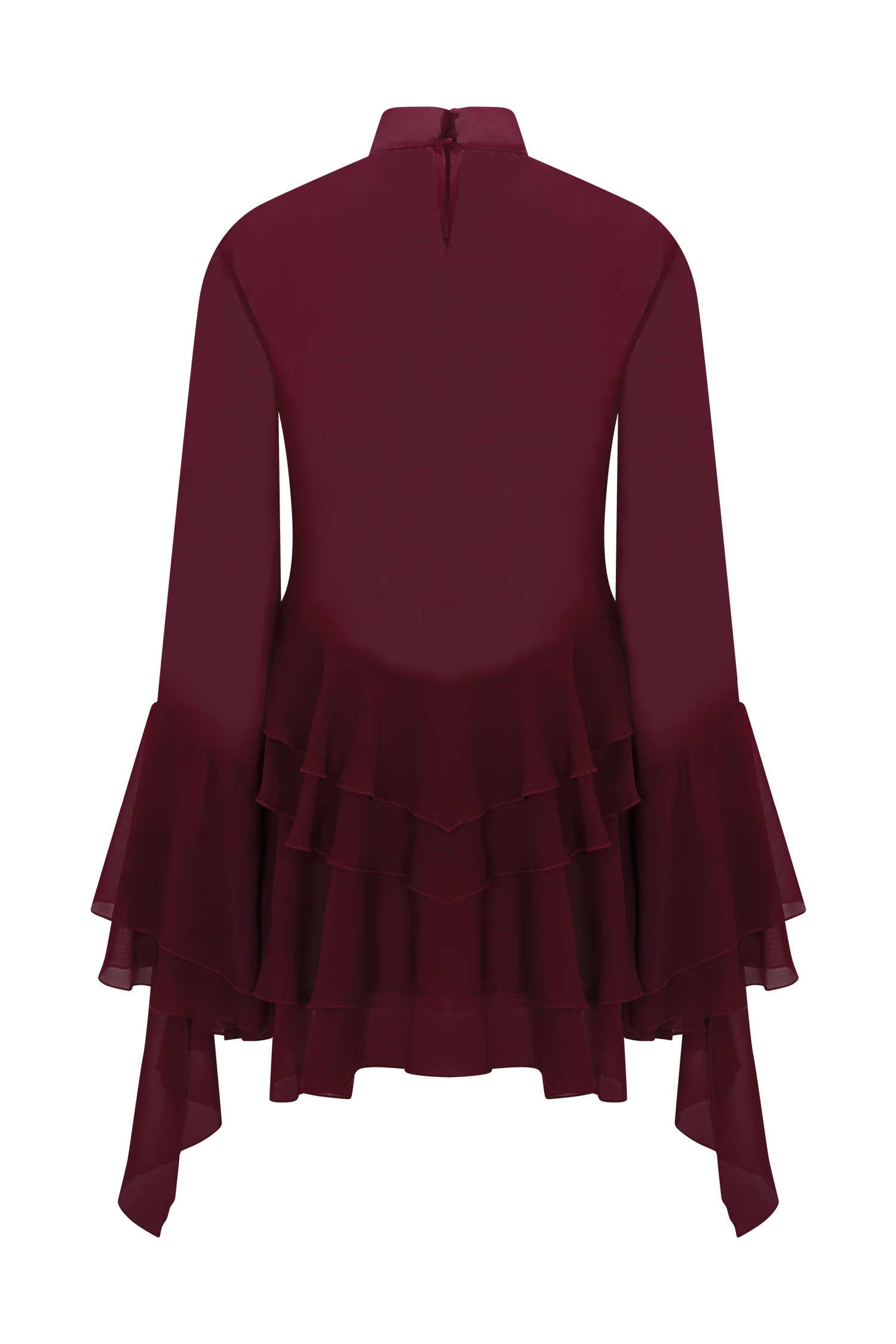 Nimah Chiffon Ruffle Mini Dress - Wine