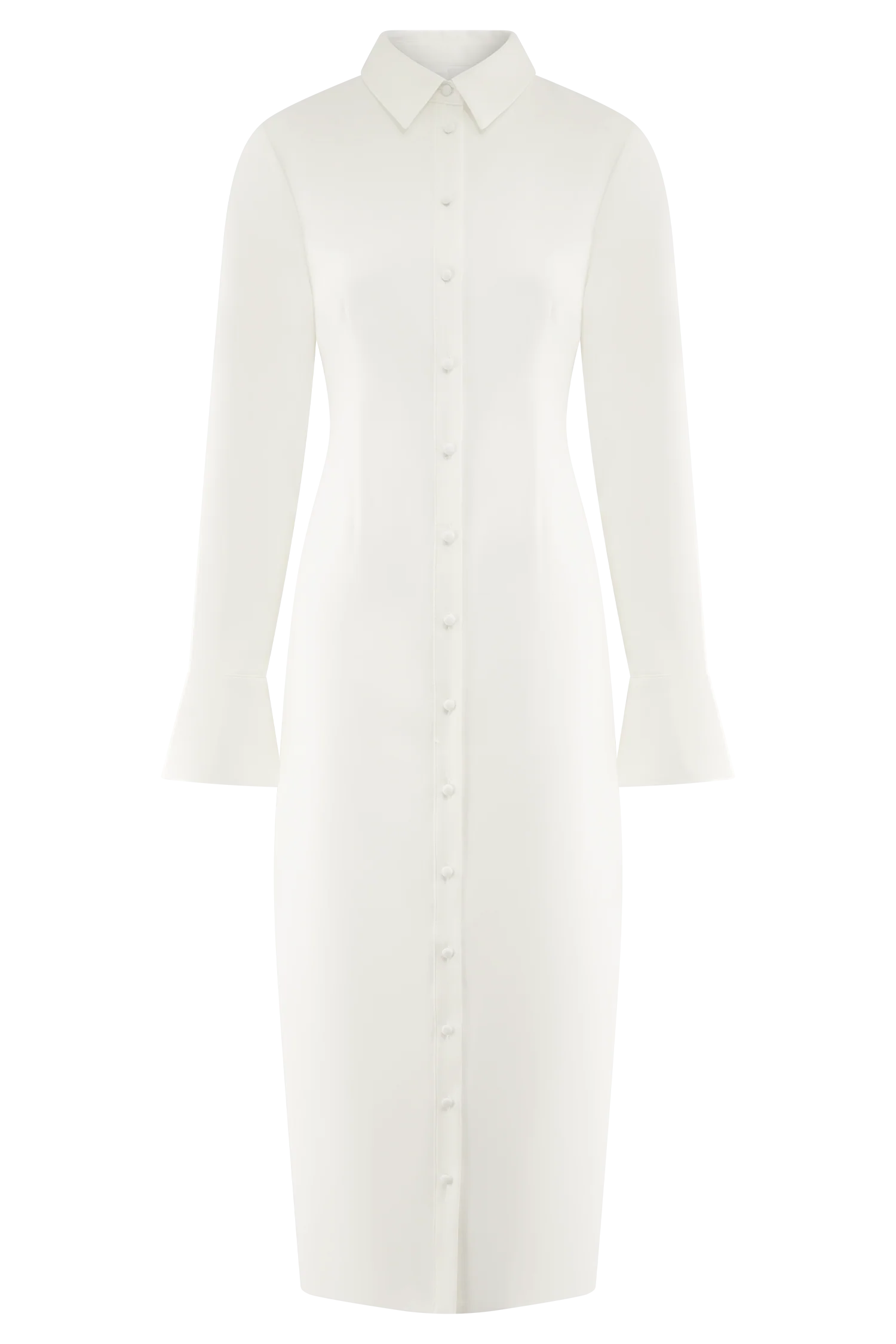 Dorian Fitted Shirt Midi Dress - White