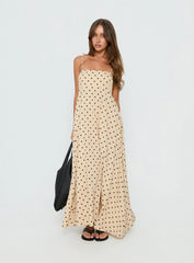 Triniti Square Neck Maxi Dress Cream Polka Dot