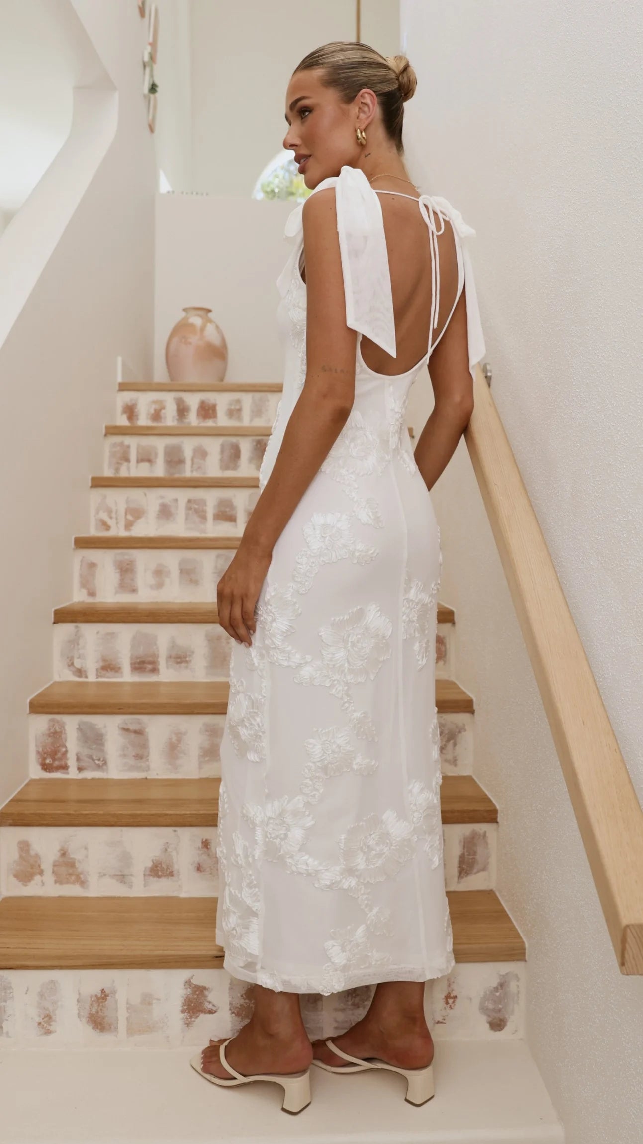 Usha Tie Strap Maxi Dress - White