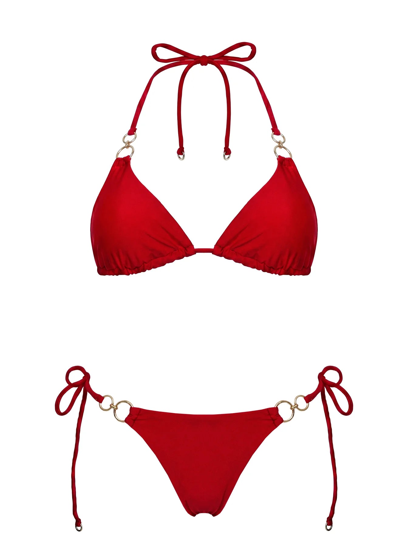 Coastal Chaos Tie Side Bikini Bottoms Red