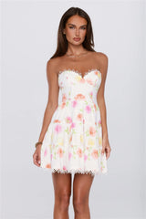 Blooms Under Sunshine Strapless Mini Dress Floral