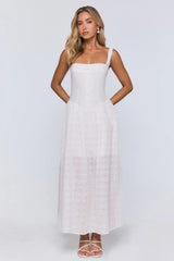 Whispered Style Embroidered Maxi Dress White