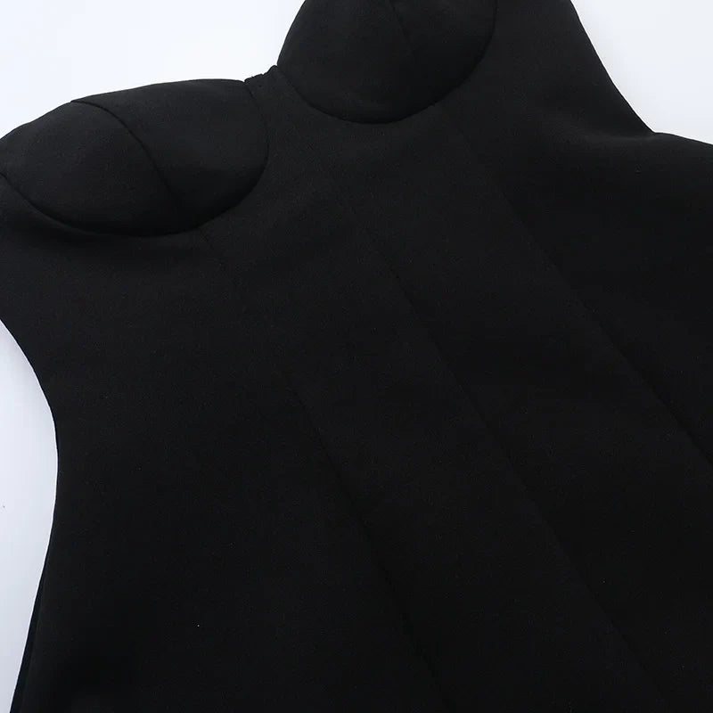 Black Flare Structured Tube Mini Dress