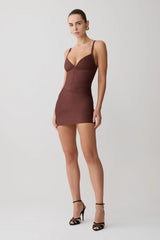Bandage Knit Mini Dress - Chocolate