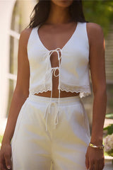 Coastal Cutie Eyelet Tie Set White