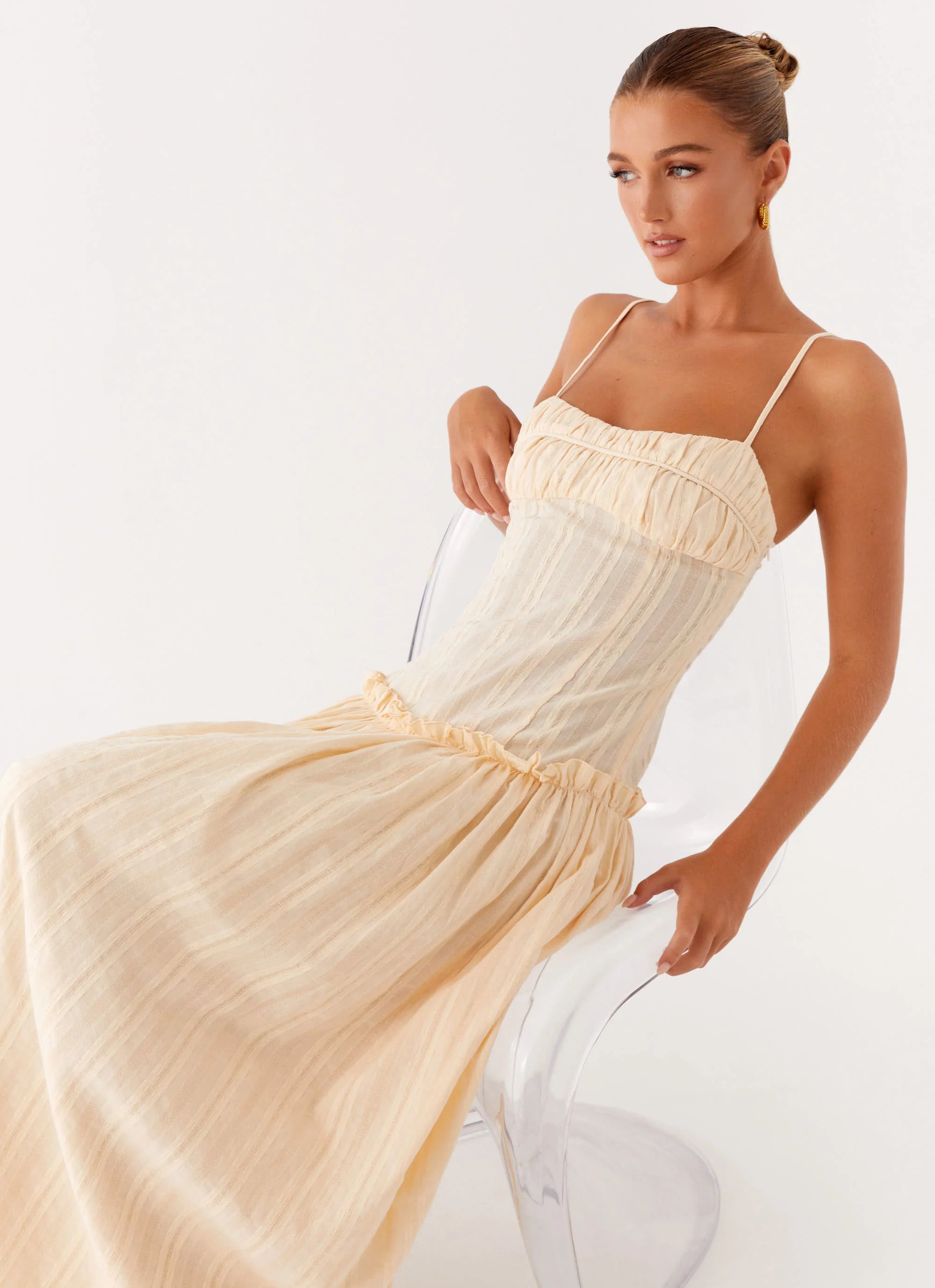 Jacinda Drop Waist Maxi Dress - Cream