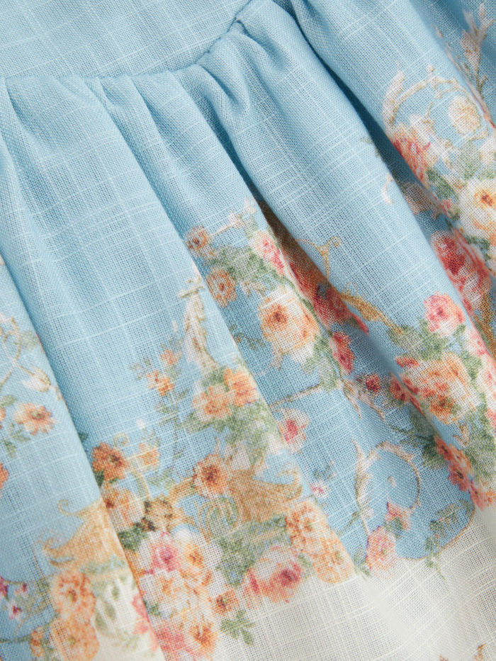 Square Neck Floral Tiered Flared Mini Cami Dress