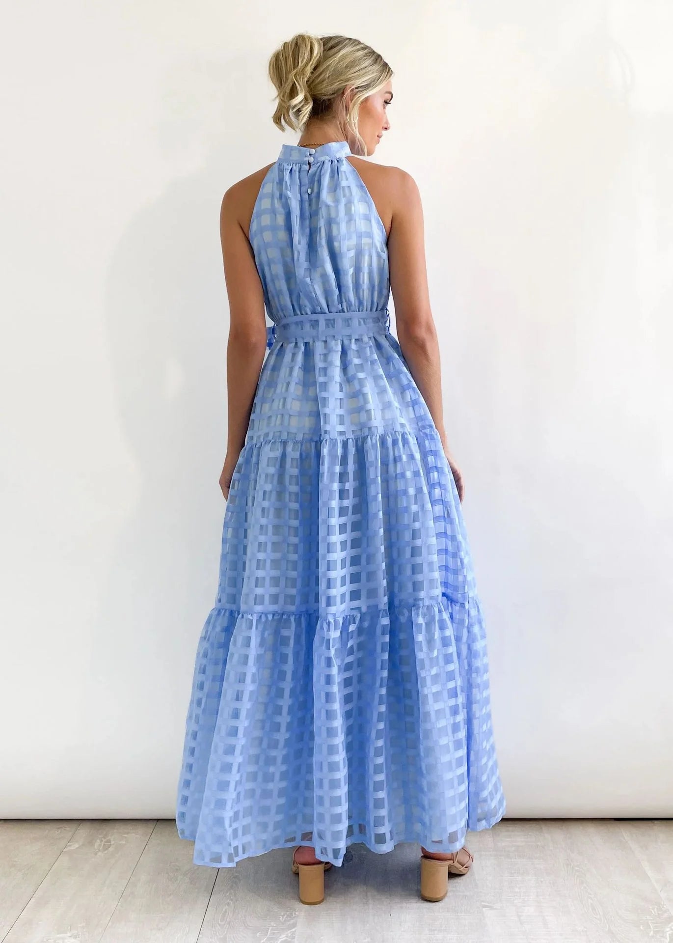 2023 Fashion Trends | Hot Pink Halter Retro Maxi Summer Dress