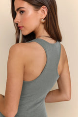 Relaxed but Not Least Sage Green Ribbed Sleeveless Maxi Dress