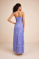 Sandia Lavender Embroidered Sleeveless Maxi Dress