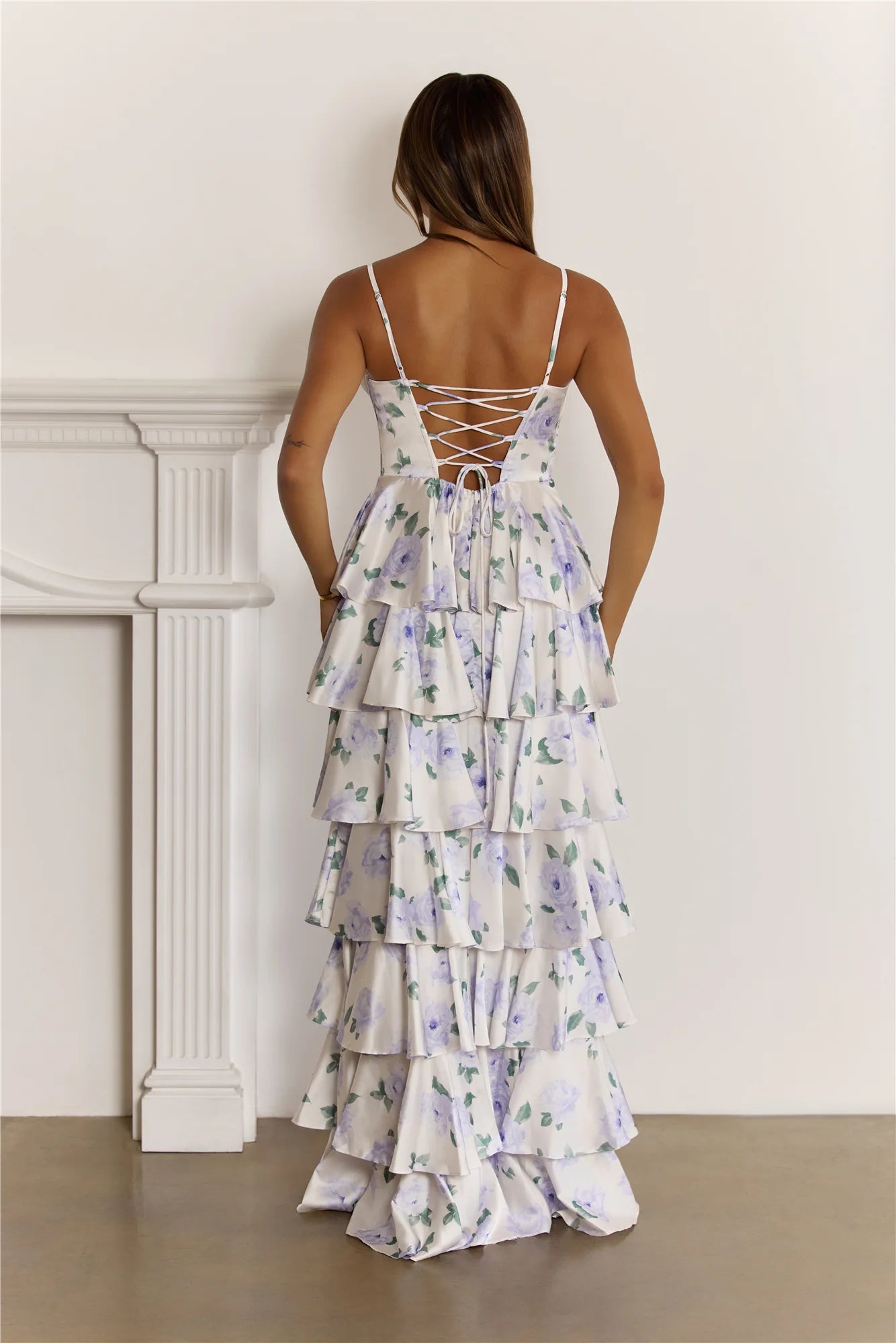Dreamy Floral Corset Tiered Maxi Dress White