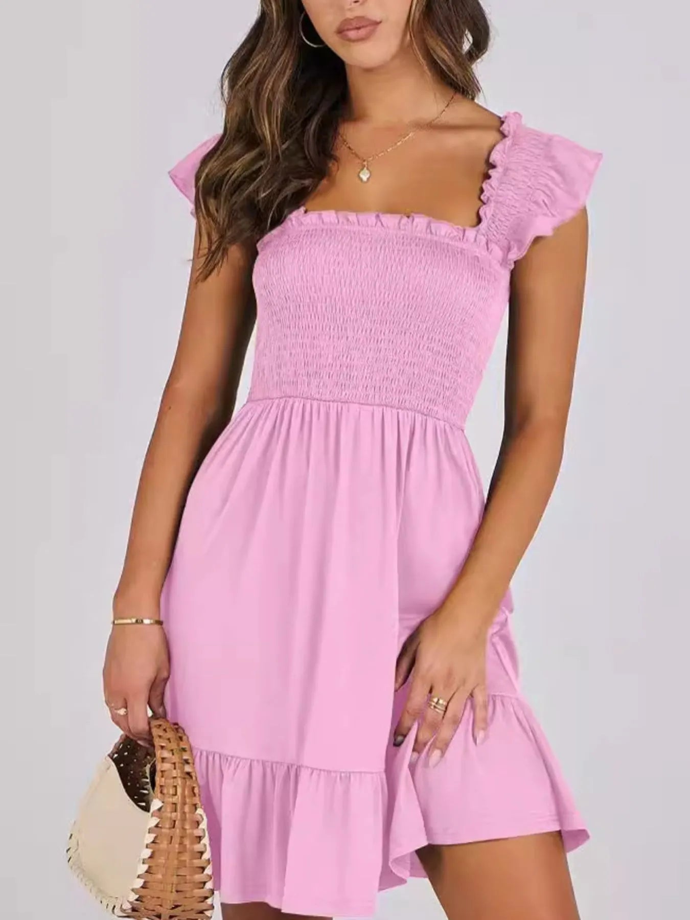 Ruffled Hem Smocked Cami Dress