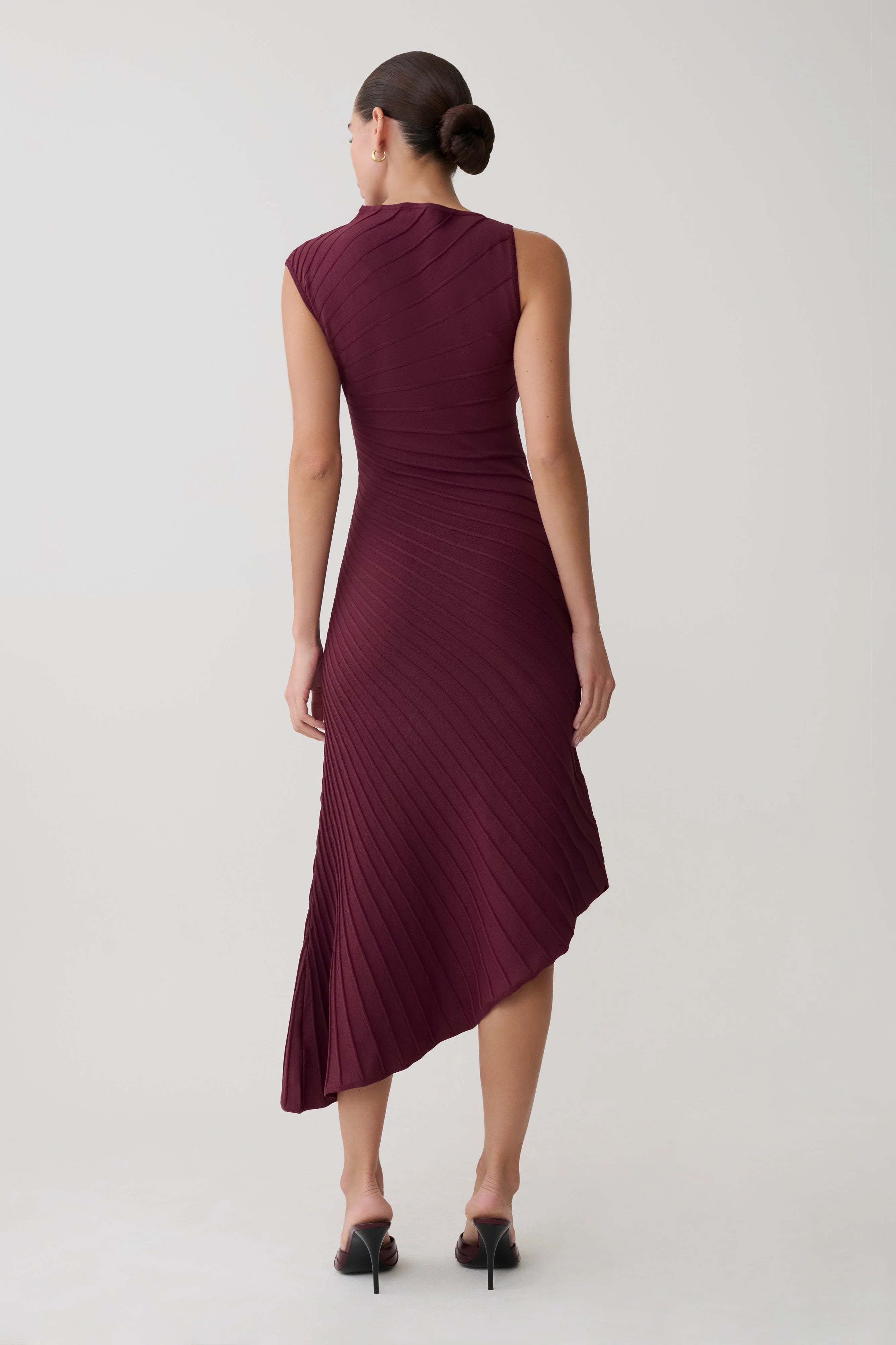 Milasandra Pleated Knit Dress - Plum
