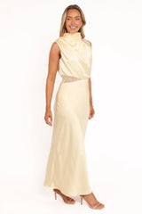 Anabelle Halter Neck Lace Maxi Dress - Butter Yellow