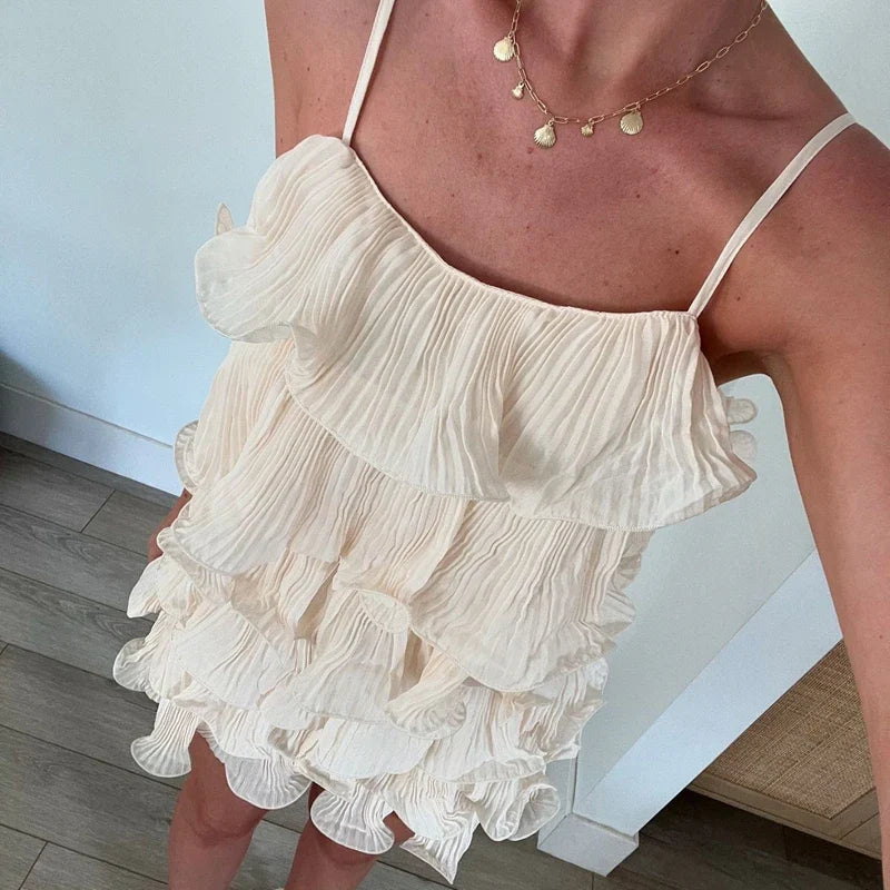 Layer Ruffles Cami Mini Dress