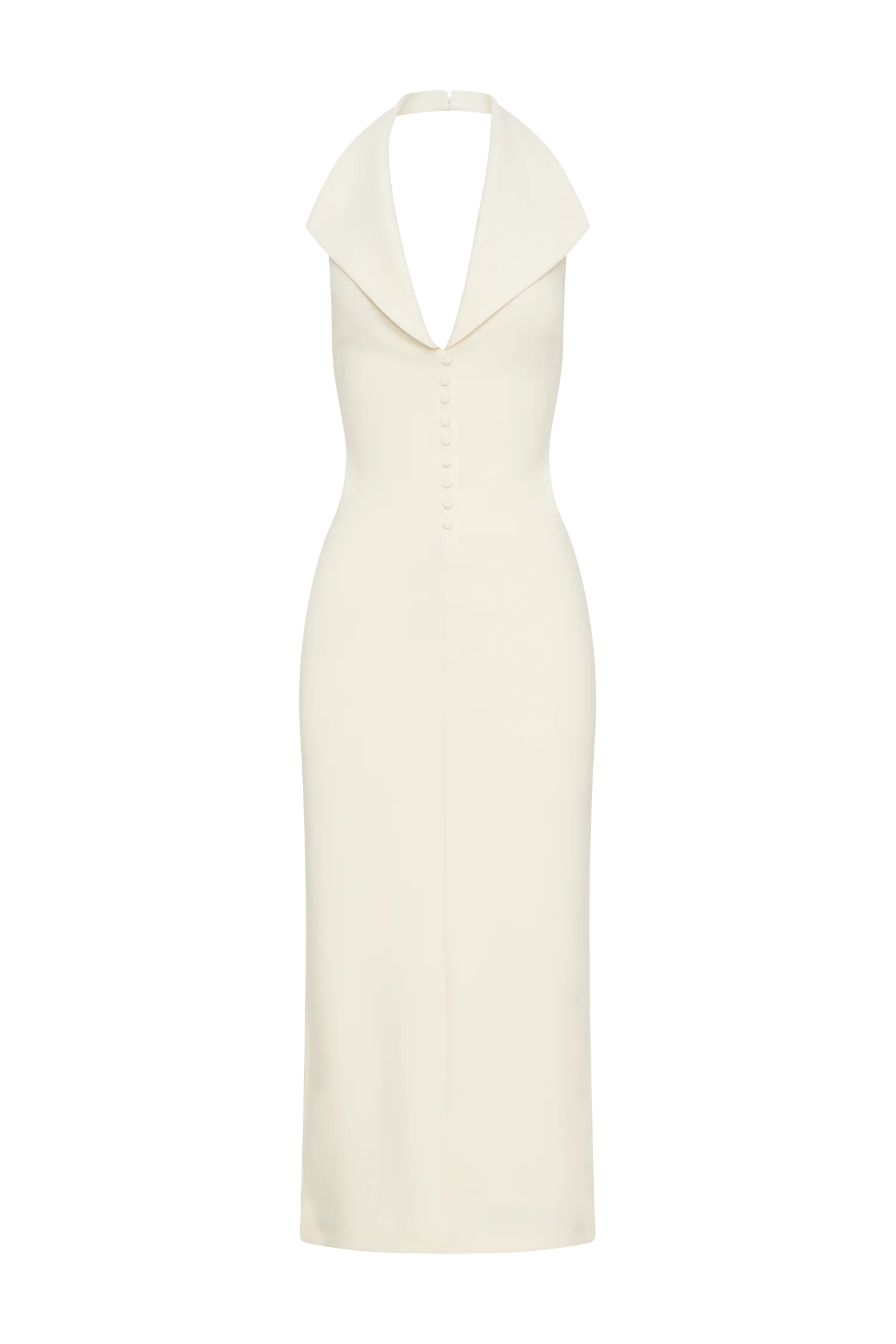 Annita Crepe Halter Midi Dress - Ivory