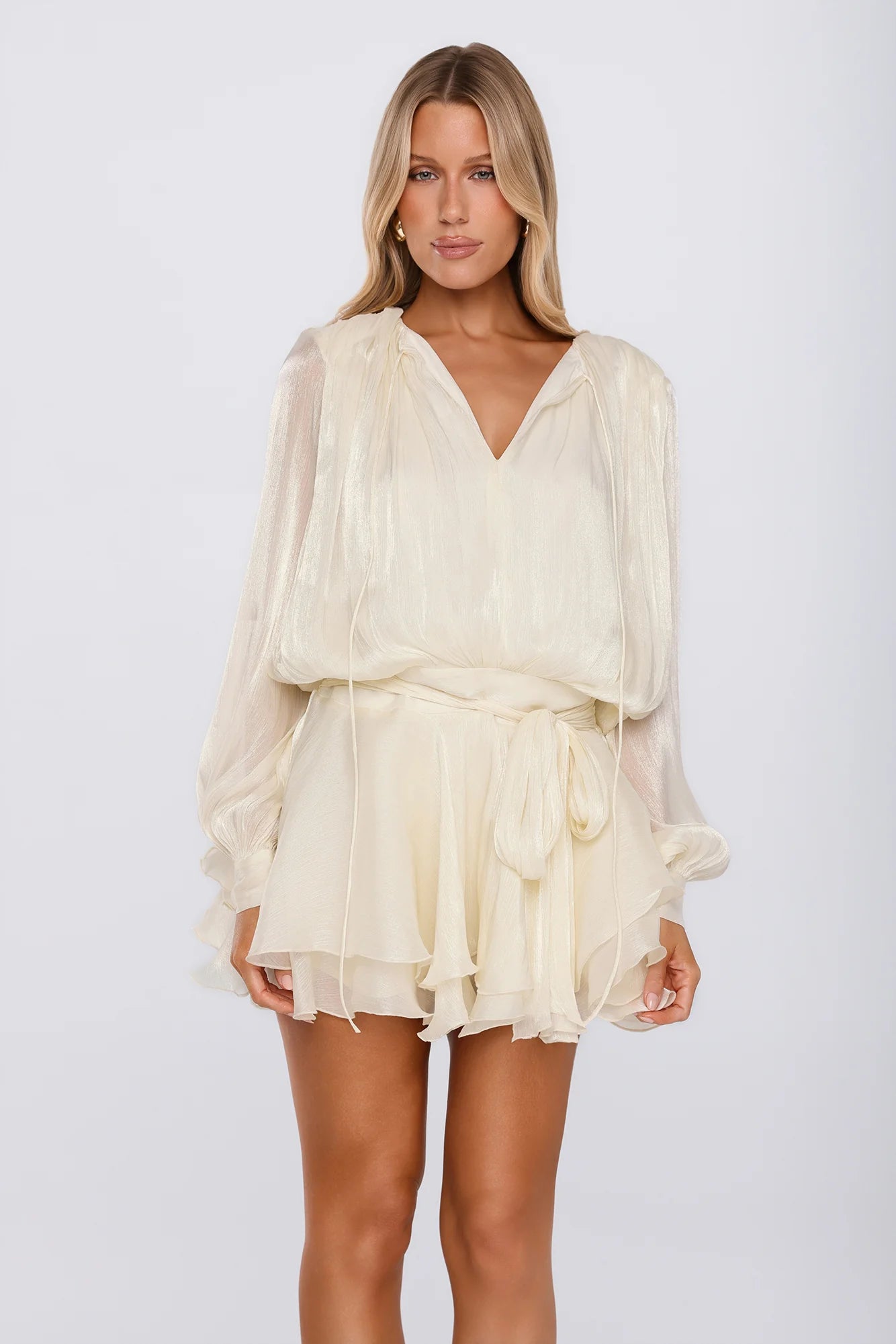Styled Selections Long Sleeve Mini Dress Cream
