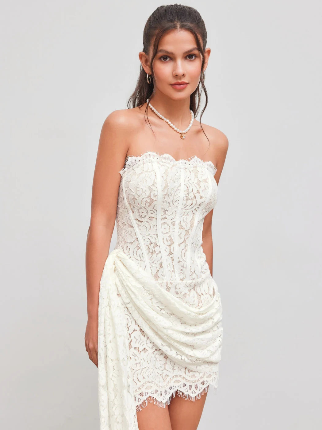Lace Tube Tie Back Mini Dress