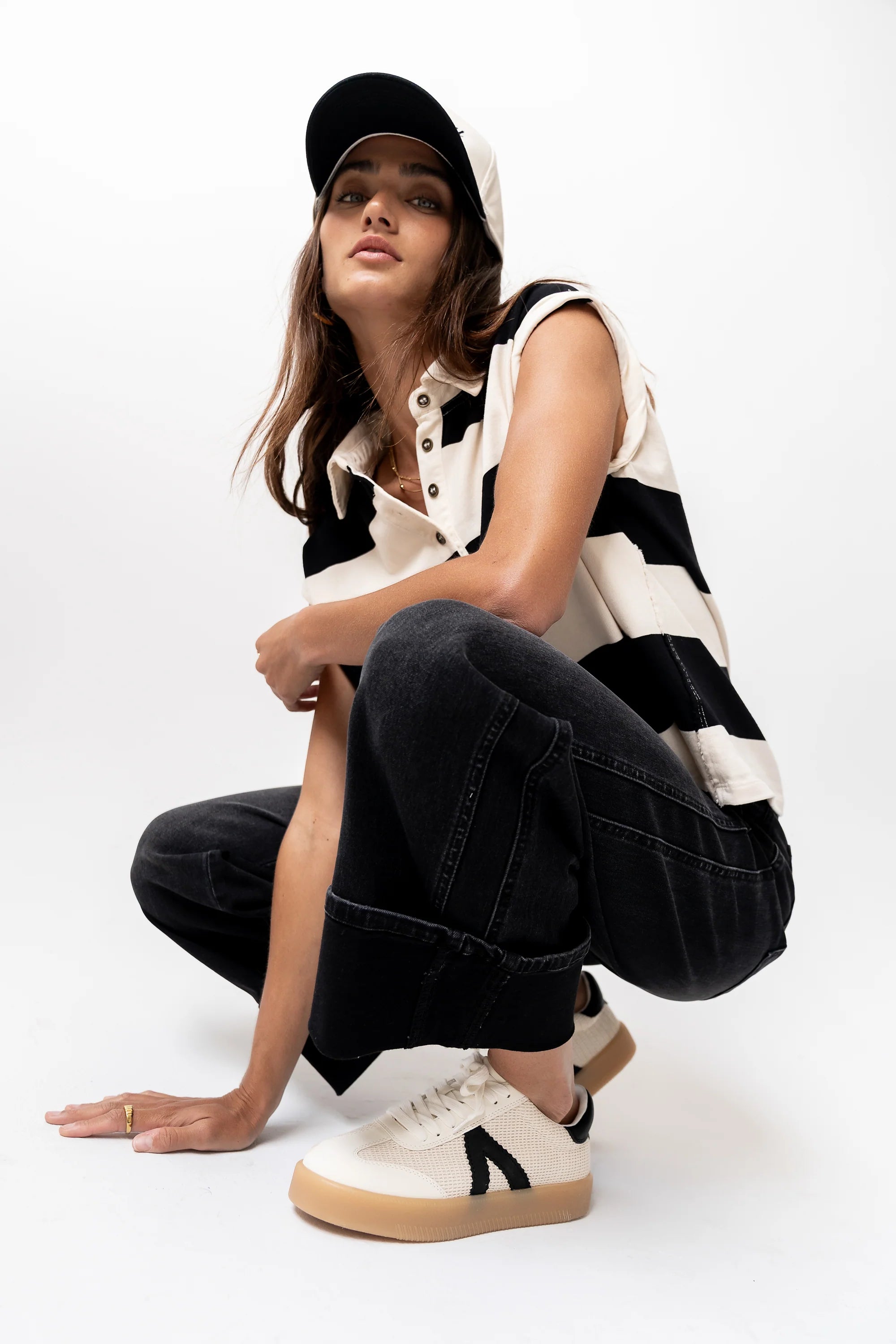 Blake Striped top in Black