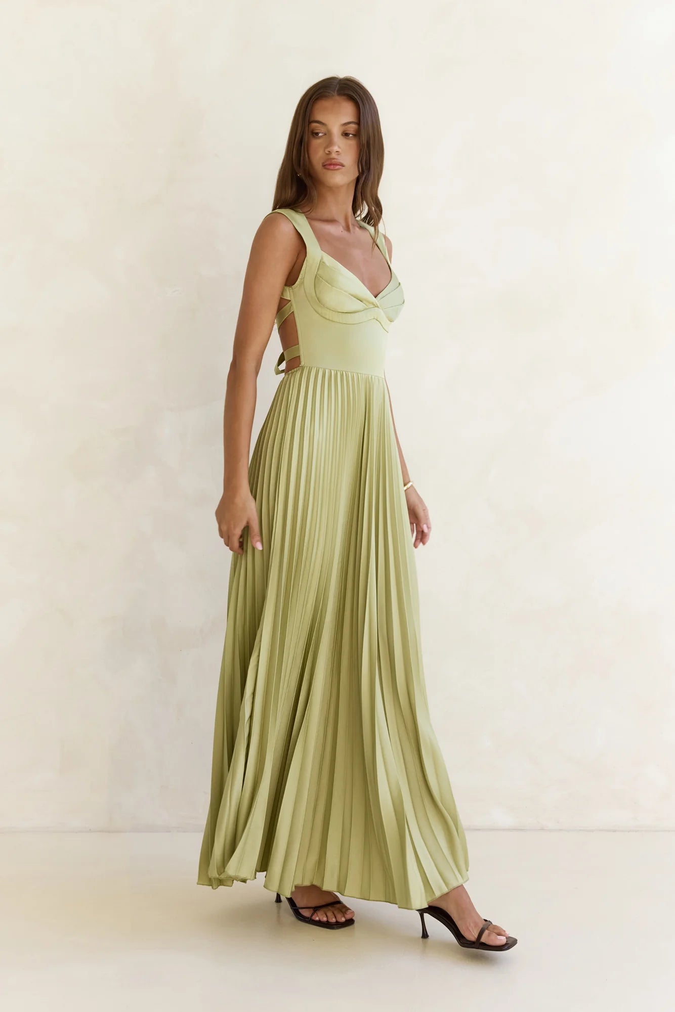 Song Of The Sky Plisse Maxi Dress Green