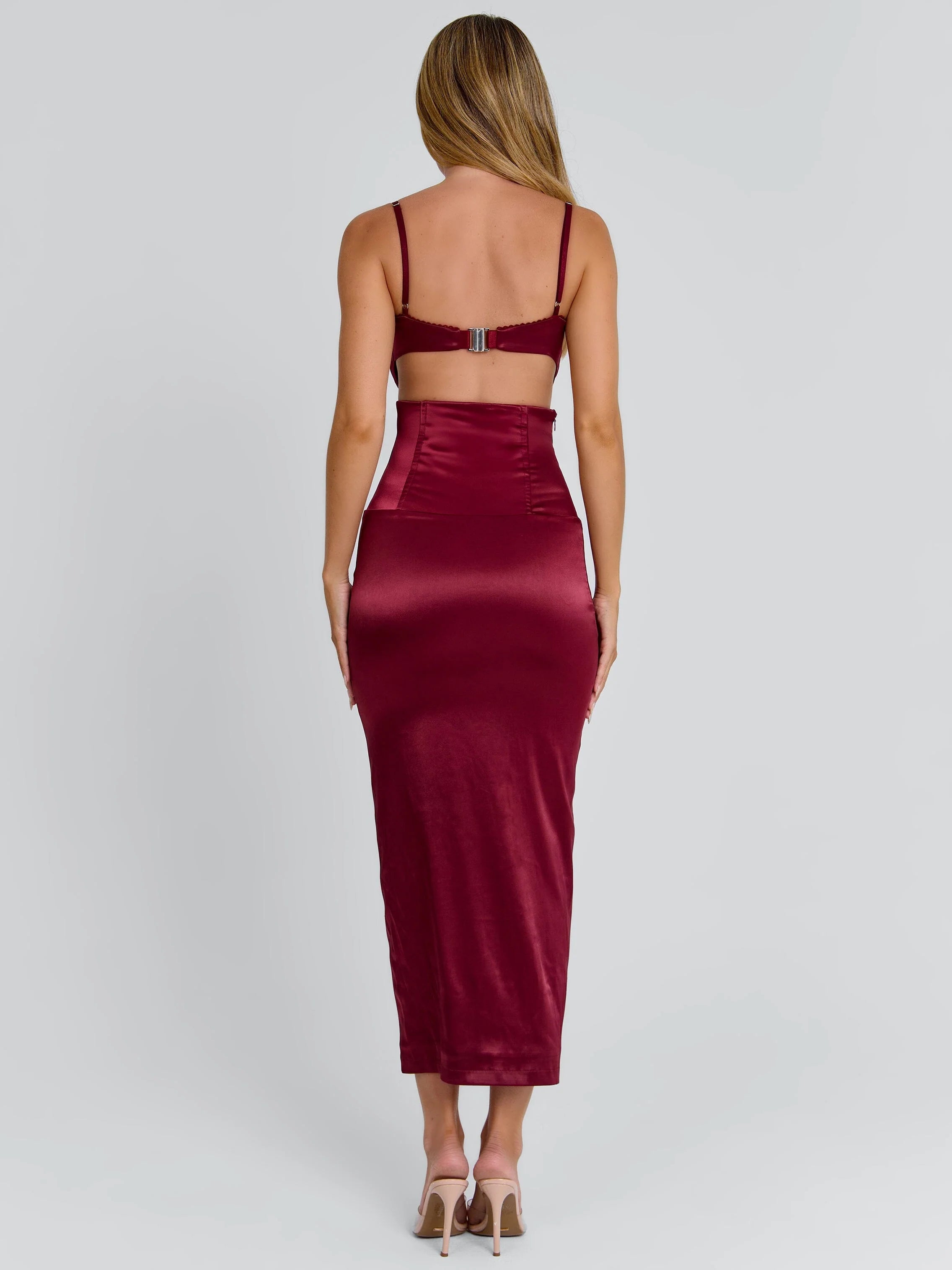 HOLLIE MIDI DRESS BURGUNDY