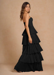 Maxi Dresses for Women Off Shoulder Smocked Tiered Ruffle Long Flowy Wedding Guest Dress