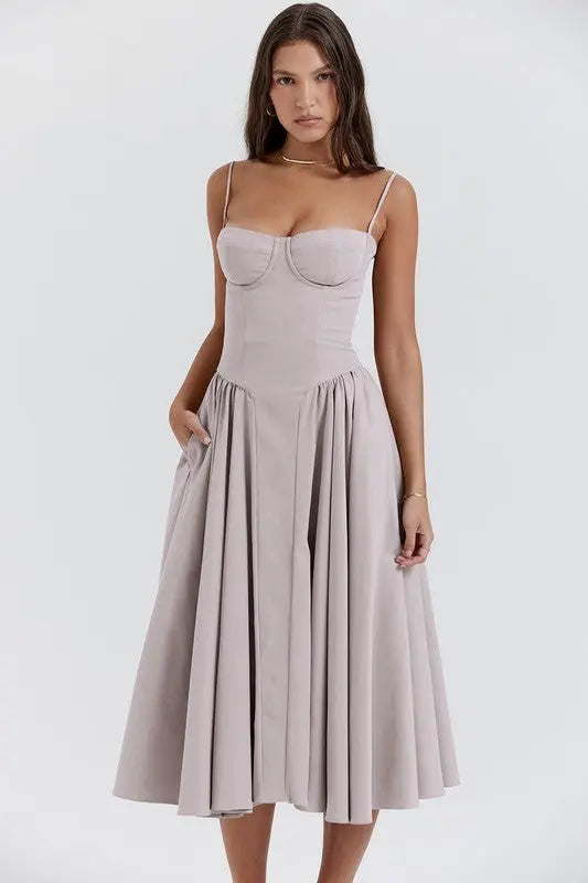 Bri Strapless Midi Corset Dress