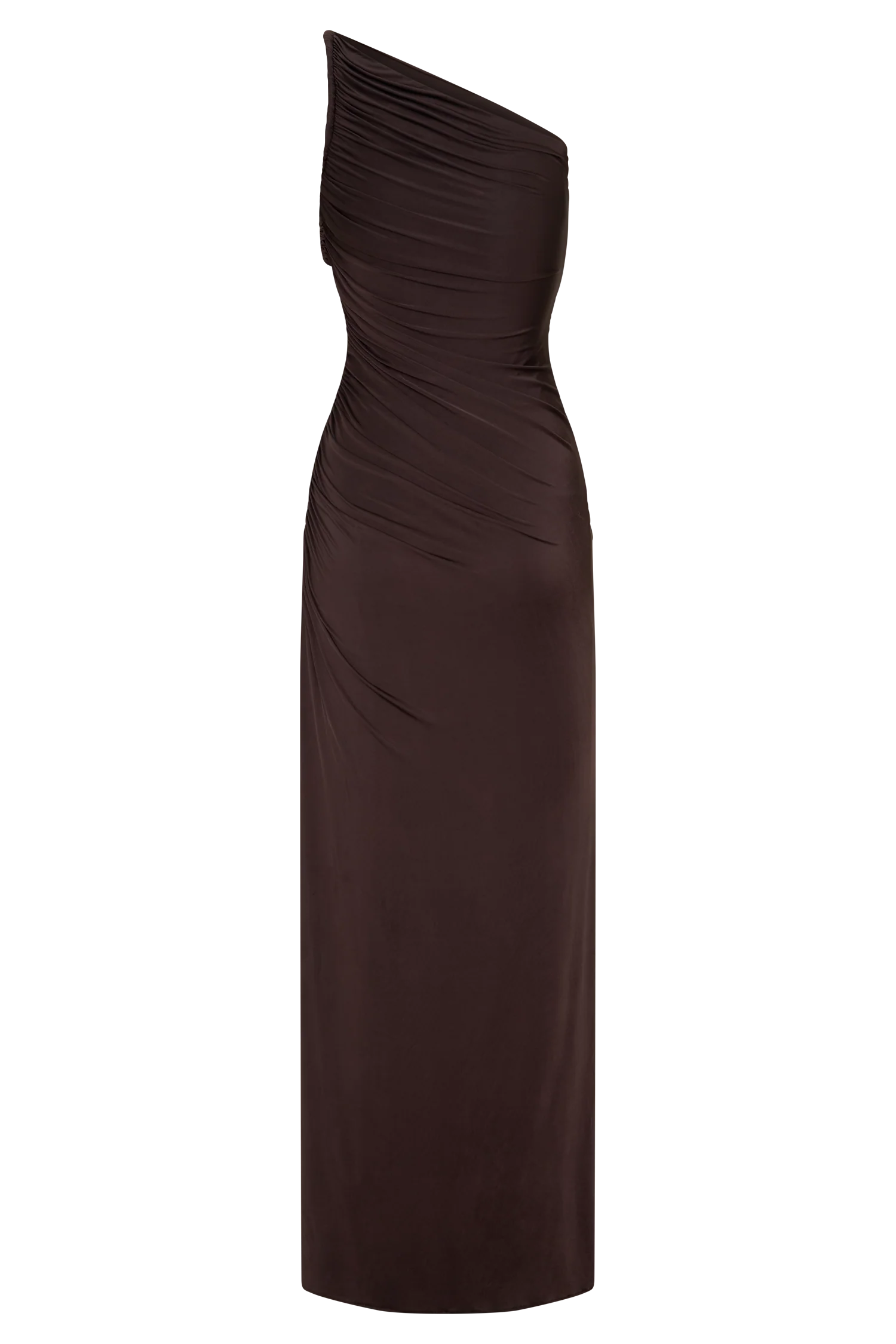 Ryn Twisted One Shoulder Maxi Dress - Dark Chocolate