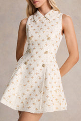 Little Star | Cream Embellished Boucle Tailored Mini Dress