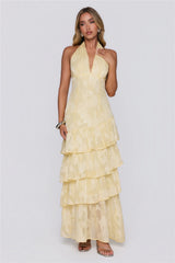 Mood Shift Halter Maxi Dress Yellow
