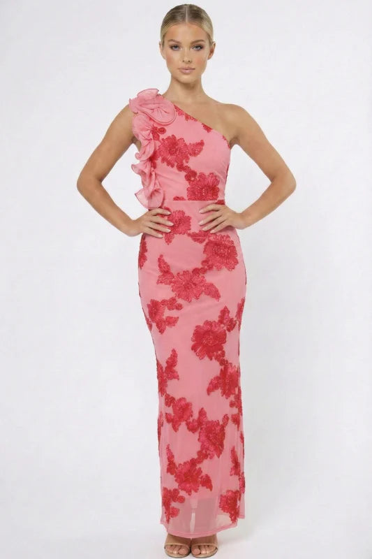 Bougainvillea One Shoulder Maxi Dress