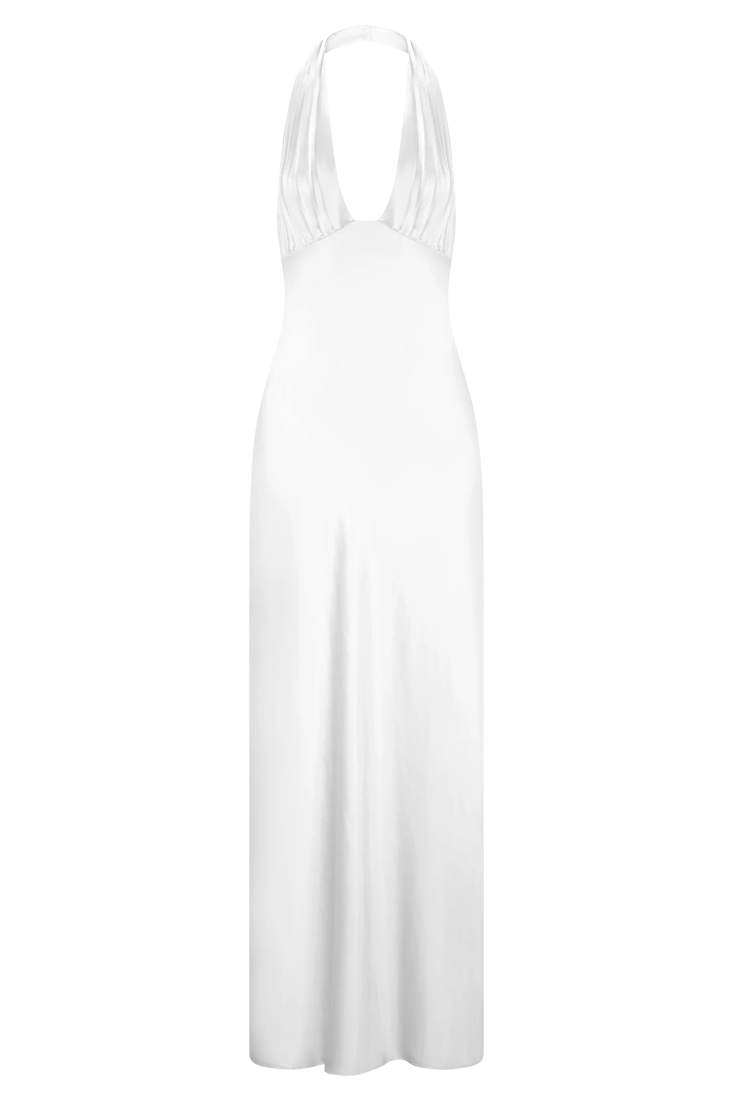 Alice Satin Halter Maxi Dress - White