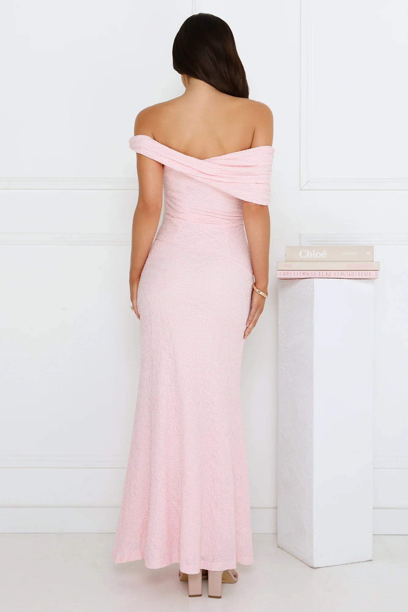 Slay the Night Off Shoulder Maxi Dress Pink