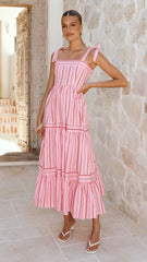 Caju Maxi Dress - Pink Stripe