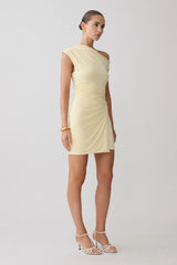 Alyn Off Shoulder Draped Mini Dress - Lemon