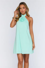 Need This Edit Halter Mini Dress Aqua