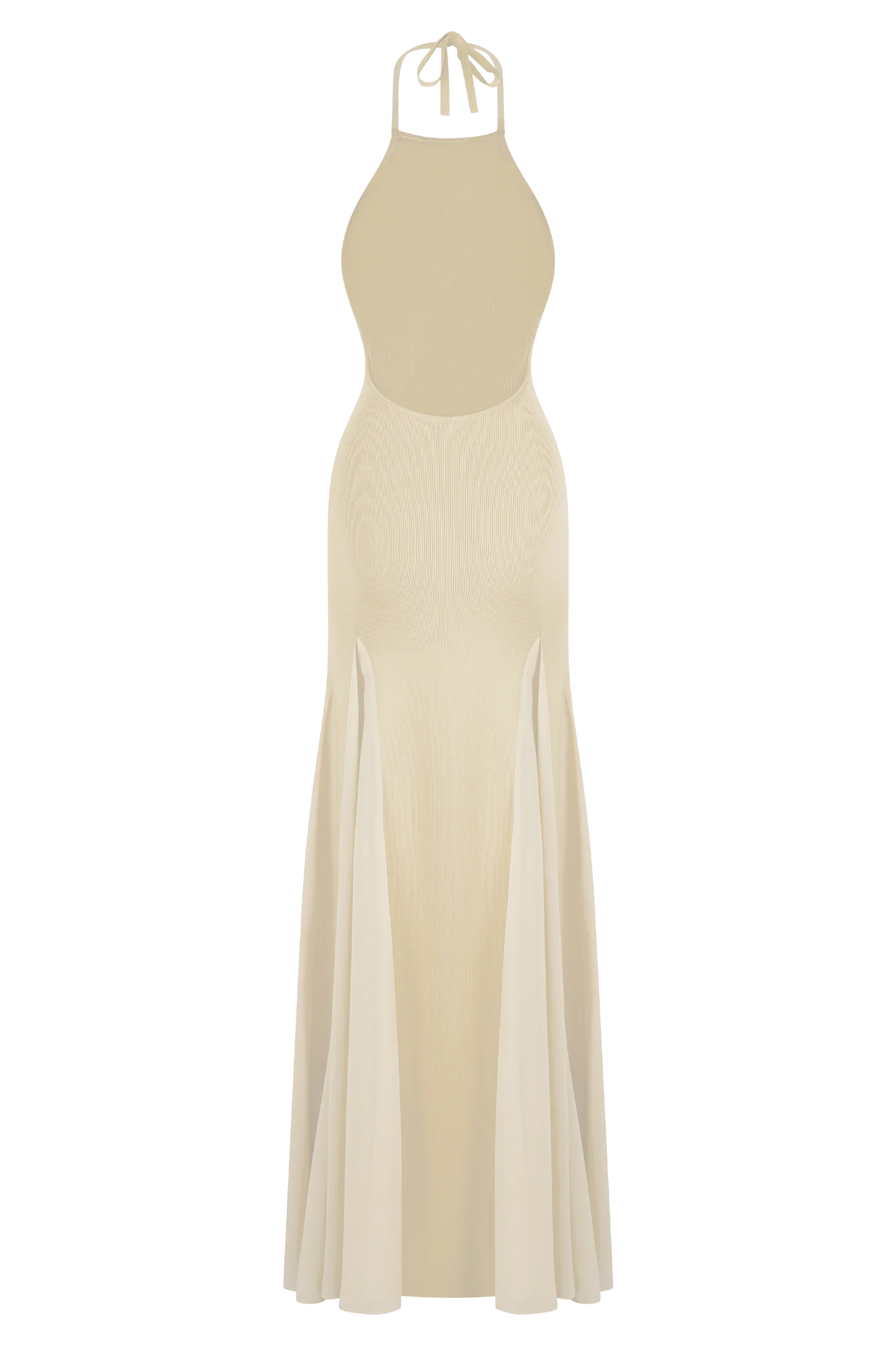 Soleil Knit And Mesh Halter Maxi Dress - Cream