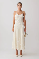 Floral Lace Midi Dress - Buttermilk