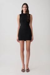 Fion Sleeveless Stretch Crepe Mini Dress - Black